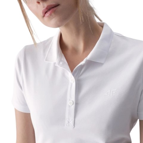 Koszulka damska polo 4F F317 biała 4FWMM00TPTSF317 10S 4F Koszulka damska polo 4F F317 biała 4FWMM00TPTSF317 10S 4F