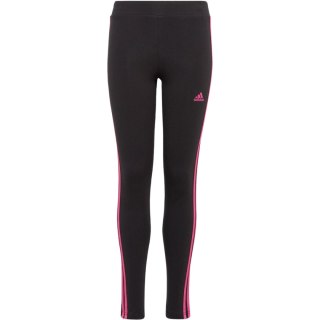 Legginsy dla dzieci adidas Essentials 3-Stripes Cotton Tights czarno-różowe IC3627 Adidas