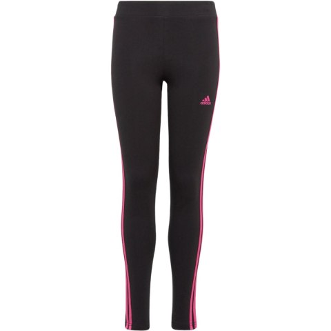 Legginsy dla dzieci adidas Essentials 3-Stripes Cotton Tights czarno-różowe IC3627 Adidas Legginsy dla dzieci adidas Essentials 3-Stripes Cotton Tights czarno-różowe IC3627 Adidas