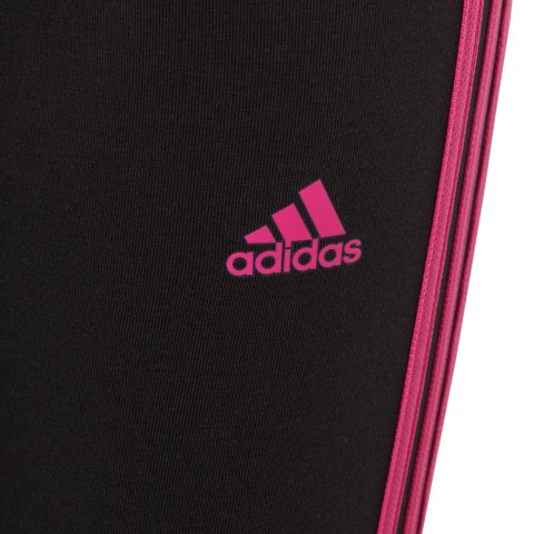Legginsy dla dzieci adidas Essentials 3-Stripes Cotton Tights czarno-różowe IC3627 Adidas Legginsy dla dzieci adidas Essentials 3-Stripes Cotton Tights czarno-różowe IC3627 Adidas