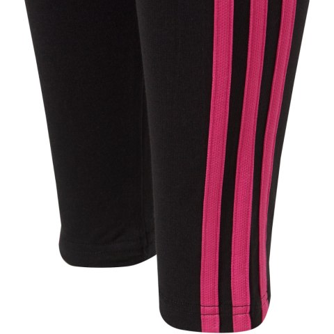 Legginsy dla dzieci adidas Essentials 3-Stripes Cotton Tights czarno-różowe IC3627 Adidas Legginsy dla dzieci adidas Essentials 3-Stripes Cotton Tights czarno-różowe IC3627 Adidas
