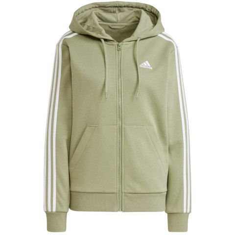 Bluza damska adidas Essentials 3-Stripes Full-Zip Fleece Hoodie oliwkowa JP2352 Adidas Bluza damska adidas Essentials 3-Stripes Full-Zip Fleece Hoodie oliwkowa JP2352 Adidas