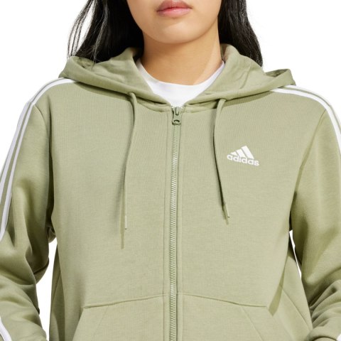 Bluza damska adidas Essentials 3-Stripes Full-Zip Fleece Hoodie oliwkowa JP2352 Adidas Bluza damska adidas Essentials 3-Stripes Full-Zip Fleece Hoodie oliwkowa JP2352 Adidas
