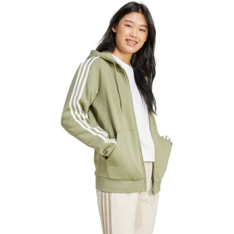 Bluza damska adidas Essentials 3-Stripes Full-Zip Fleece Hoodie oliwkowa JP2352 Adidas Bluza damska adidas Essentials 3-Stripes Full-Zip Fleece Hoodie oliwkowa JP2352 Adidas