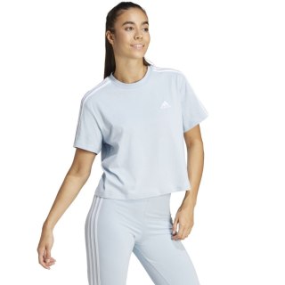 Koszulka damska adidas Essentials 3-Stripes Single Jersey Crop Top błękitna IS1568 Adidas
