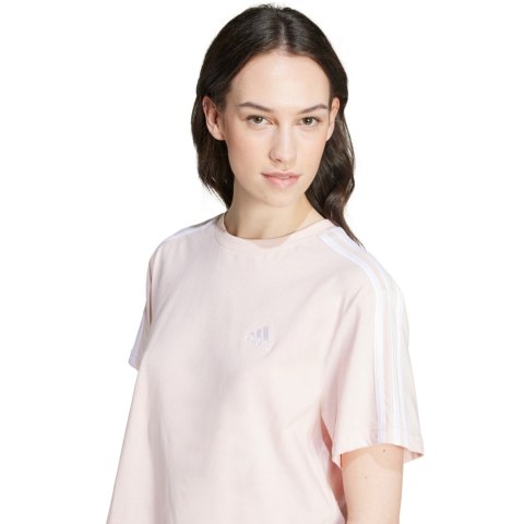 Koszulka damska adidas Essentials 3-Stripes Single Jersey Crop Top różowa IY4227 Adidas Koszulka damska adidas Essentials 3-Stripes Single Jersey Crop Top różowa IY4227 Adidas
