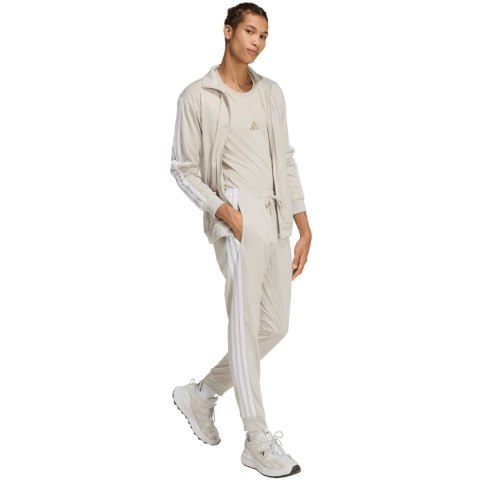 Spodnie męskie adidas 3-Stripes Tricot Regular Tapered beżowe JY7721 M Adidas
