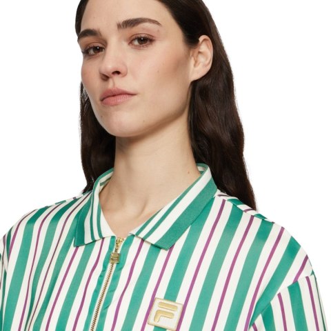 Koszulka damska polo Fila Lassance zielono-kremowa FAW0996 13382 Fila Koszulka damska polo Fila Lassance zielono-kremowa FAW0996 13382 Fila
