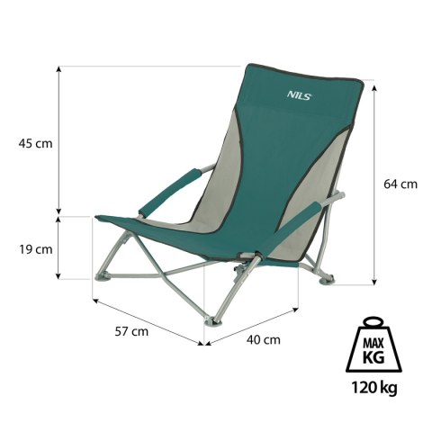 NC3035 ZIELONO-SZARY KRZESŁO PLAŻOWE NILS NILS