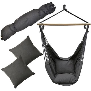HAMAK FOTEL BRAZYLIJSKI 100X130CM I 2 PODUSZKI 40x40CM CZARNY 1063997