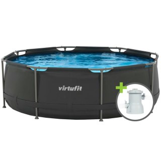 VIRTUFIT OKRĄGŁY BASEN 244 CM Z POMPĄ FILTRUJĄCĄ ANTRACYTOWY VirtuFit