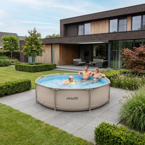 VIRTUFIT OKRĄGŁY BASEN 244 CM Z POMPĄ FILTRUJĄCĄ BEŻOWY VirtuFit