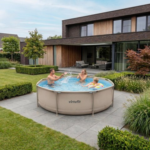 VIRTUFIT OKRĄGŁY BASEN 244 CM Z POMPĄ FILTRUJĄCĄ BEŻOWY VirtuFit