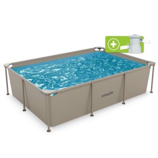 VIRTUFIT PROSTOKĄTNY BASEN 260 x 180 CM Z POMPĄ FILTRUJĄCĄ BEŻOWY VirtuFit