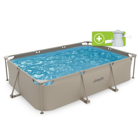 VIRTUFIT PROSTOKĄTNY BASEN 300 x 210 CM Z POMPĄ FILTRUJĄCĄ BEŻOWY VirtuFit