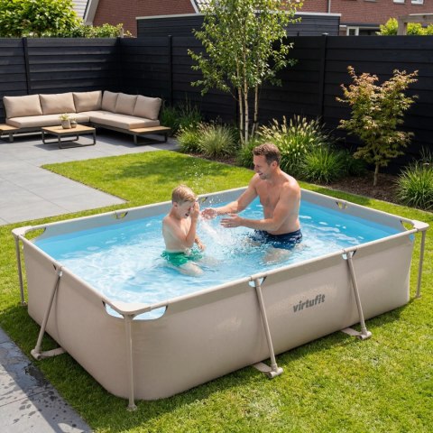 VIRTUFIT PROSTOKĄTNY BASEN 300 x 210 CM Z POMPĄ FILTRUJĄCĄ BEŻOWY VirtuFit