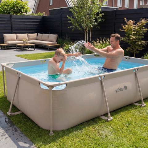 VIRTUFIT PROSTOKĄTNY BASEN 300 x 210 CM Z POMPĄ FILTRUJĄCĄ BEŻOWY VirtuFit