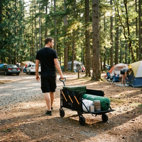 NC2608 WÓZEK TURYSTYCZNY SKŁADANY CZARNO-POMARAŃCZOWY 100L NILS CAMP NILS CAMP
