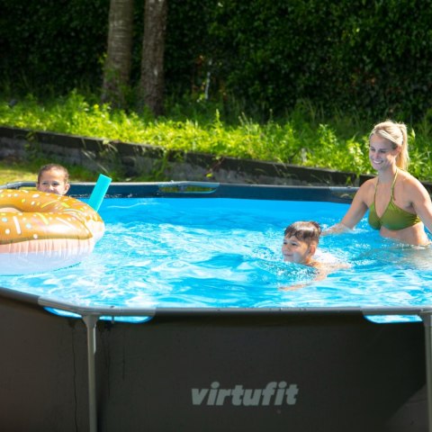 VIRTUFIT OKRĄGŁY BASEN 244 CM Z POMPĄ FILTRUJĄCĄ ANTRACYTOWY VirtuFit