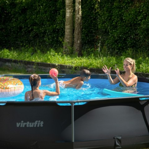 VIRTUFIT OKRĄGŁY BASEN 244 CM Z POMPĄ FILTRUJĄCĄ ANTRACYTOWY VirtuFit