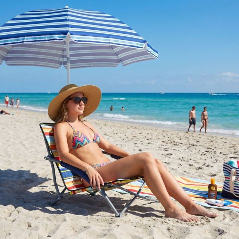 NC3035 KRZESŁO PLAŻOWE NIEBIESKO-ZÓŁTE NILS NILS