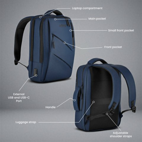 NC4502 PLECAK NA LAPTOP Z USB NIEBIESKI NILS NILS CAMP