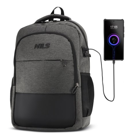 NC4503 PLECAK MIEJSKI Z USB SZARY NILS NILS CAMP