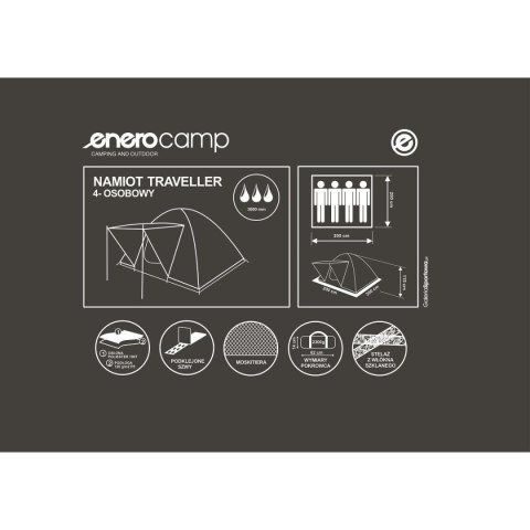 NAMIOT 4 OSOBOWY TRAVELLER 200X200X115CM ENERO CAMP