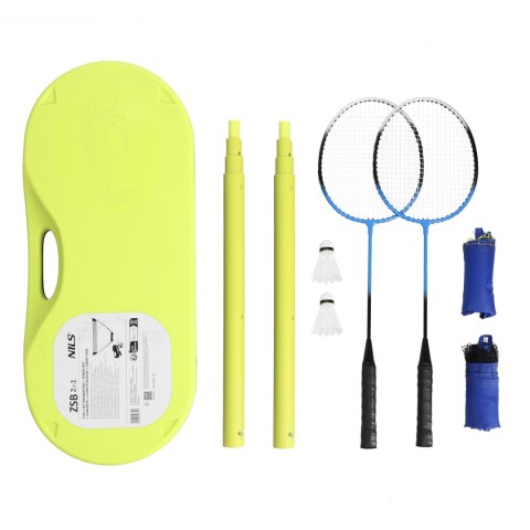 ZSB2 ZESTAW 2w1 SIATKA DO BADM. + TENIS ZIEMNY + 2 RAKIETY + 2 LOTKI + WALIZKA NILS NILS