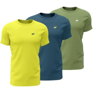 Koszulka męska 4F M4217 3 pak żółta, niebieska, zielona 4FWSS26TTSHM4217 90S 4XL 4F