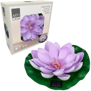 LAMPA SOLARNA LILIA WODNA LOTOS 18CM FIOLET