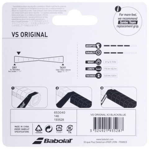 Owijka Babolat Vs Orginal Feel 3 szt. czarno-niebieska 653040 146/193528 Babolat