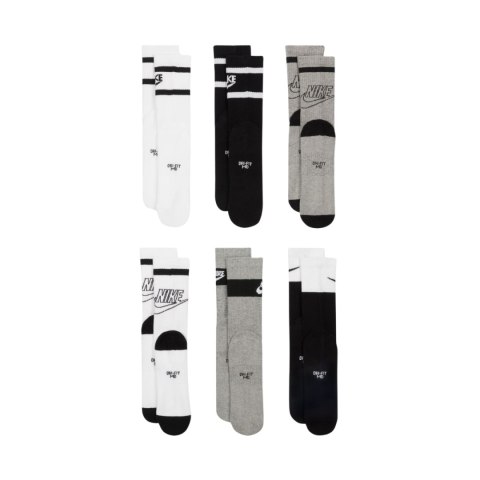 Skarpety Nike Everyday Cush Crew Youth 6PR białe, szare, czarne CK7302 901 38-42 Nike