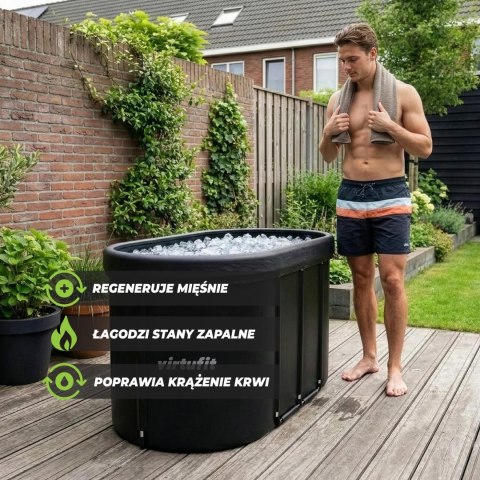 VIRTUFIT WANNA LODOWA OWALNA 500 LITRÓW ANTRACYT Z AKCESORIAMI VirtuFit