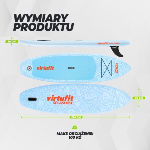 VIRTUFIT DESKA SUP SPLASH 255 Z AKCESORIAMI LIGHT BLUE VirtuFit
