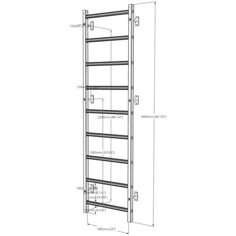DRABINKA GIMNASTYCZNA DREWNIANO METALOWA BENCHK 700W
