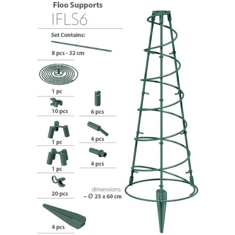 PODPORA DO ROŚLIN FLOO SUPPORTS STOŻKOWA 25X60CM ZIELONY LEŚNY