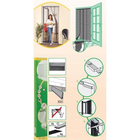 MOSKITIERA DRZWIOWA LAMELOWA 100X220 POLIESTER+TAŚMA RZEP