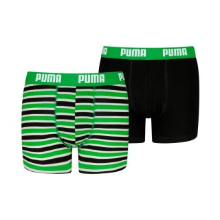 Bokserki dla dzieci Puma Everyday Striped 2 pak zielono-czarne 938970 03 140cm Puma