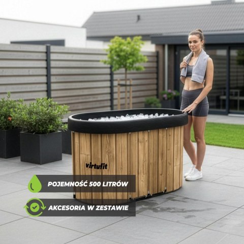 VIRTUFIT WANNA LODOWA OWALNA 500 LITRÓW IMITACJA DREWNA Z AKCESORIAMI VirtuFit