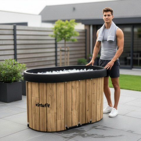 VIRTUFIT WANNA LODOWA OWALNA 500 LITRÓW IMITACJA DREWNA Z AKCESORIAMI VirtuFit