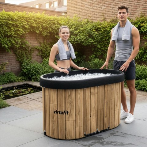 VIRTUFIT WANNA LODOWA OWALNA 500 LITRÓW IMITACJA DREWNA Z AKCESORIAMI VirtuFit