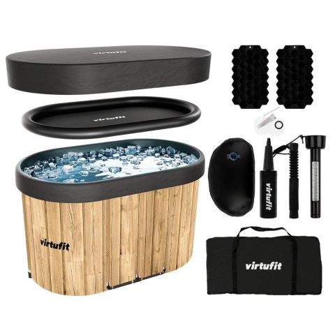 VIRTUFIT WANNA LODOWA OWALNA 500 LITRÓW IMITACJA DREWNA Z AKCESORIAMI VirtuFit