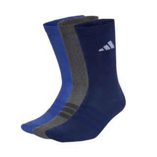 Skarpety adidas Cushioned Sportswear Crew 3P granatowe, szare, niebieskie KQ6762 XS Adidas