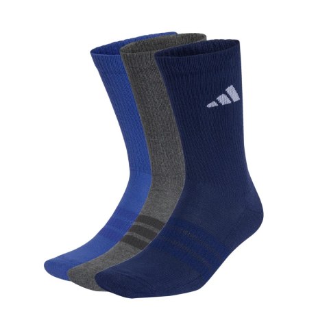 Skarpety adidas Cushioned Sportswear Crew 3P granatowe, szare, niebieskie KQ6762 XS Adidas