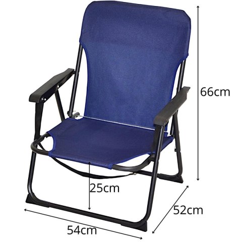 FOTEL TURYSTYCZNO PLAŻOWY Z PODŁOKIETNIKAMI 52X54X25/66CM SKŁADANY GRANATOWY REDCLIFFS