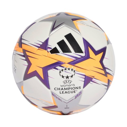 Piłka nożna adidas UCL Womens Mini 26/27 League Stage biało-pomarańczowo-fioletowa KE5143 1 Adidas