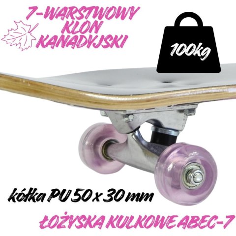 DESKOROLKA DREWNIANA STREET PINK BEST SPORTING