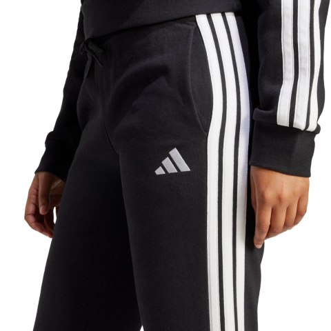 Spodnie damskie adidas Essentials 3-Stripes Fleece Slim czarno-białe JX2543 S Adidas