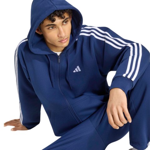 Bluza męska adidas Essentials 3-Stripes Fleece Full-Zip Hoodie granatowa KY4144 L Adidas